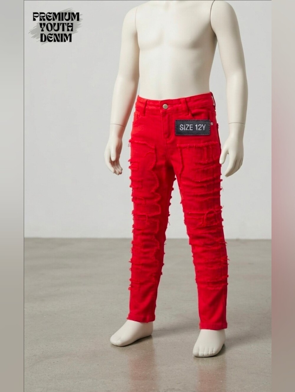 Kids Red Ripped Skinny Jeans 12Y